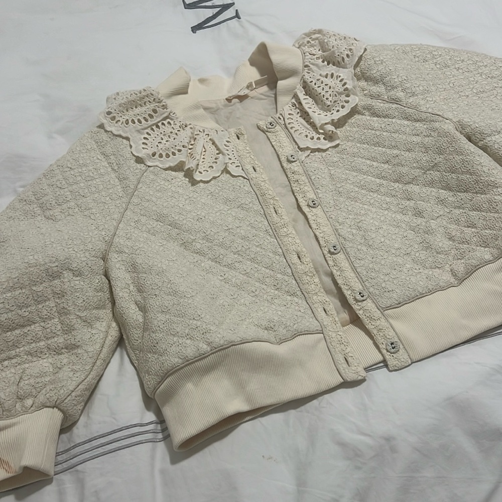 Let me be ruffle eyelet bomber size m